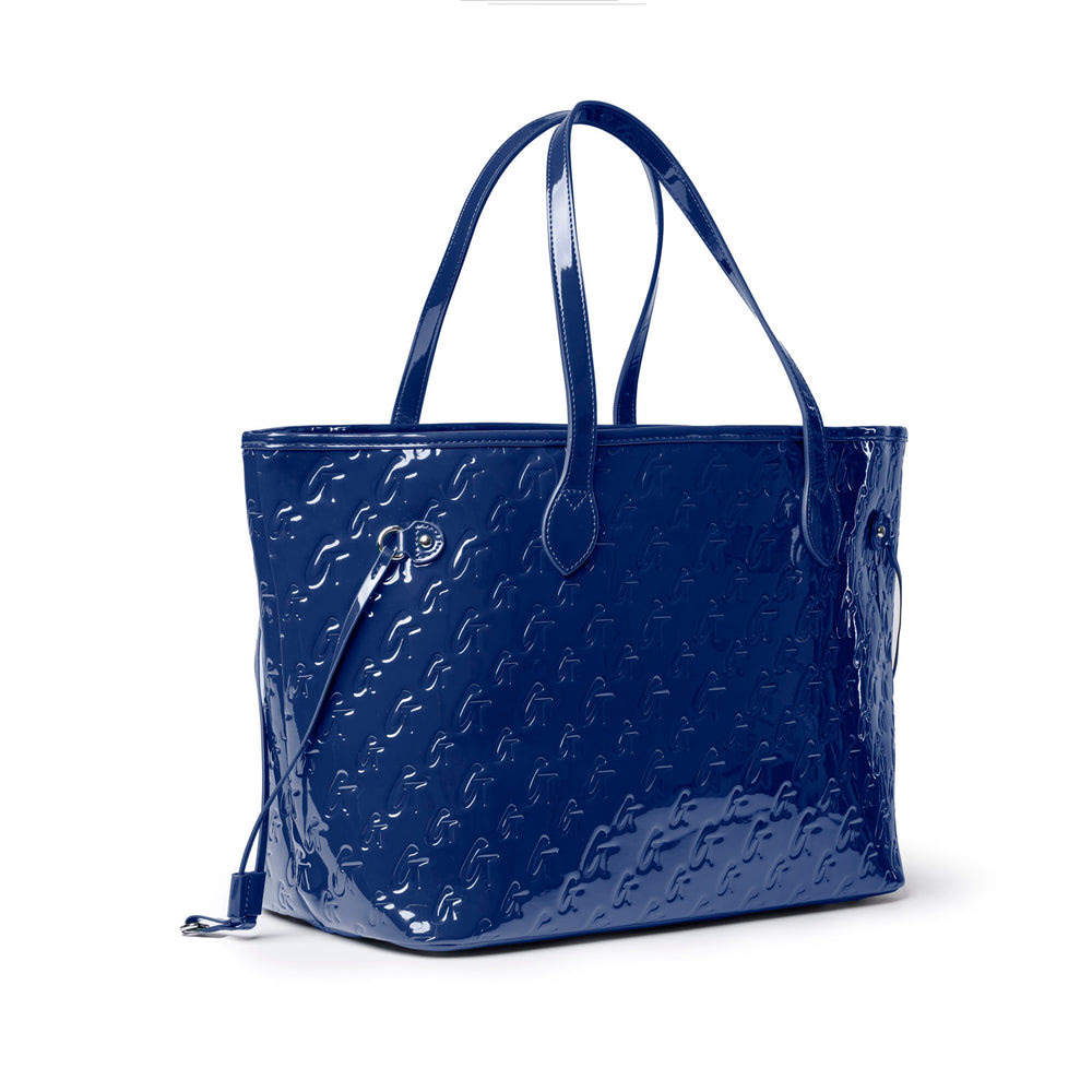 Vegan Leather Laptop Tote With Wristlet - Navy