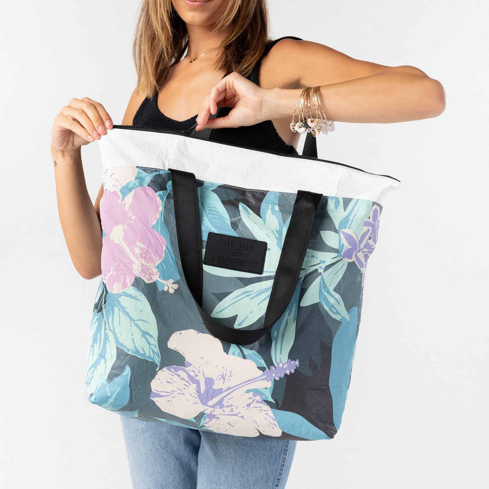 Expandable Nylon Tote - Tropical Print