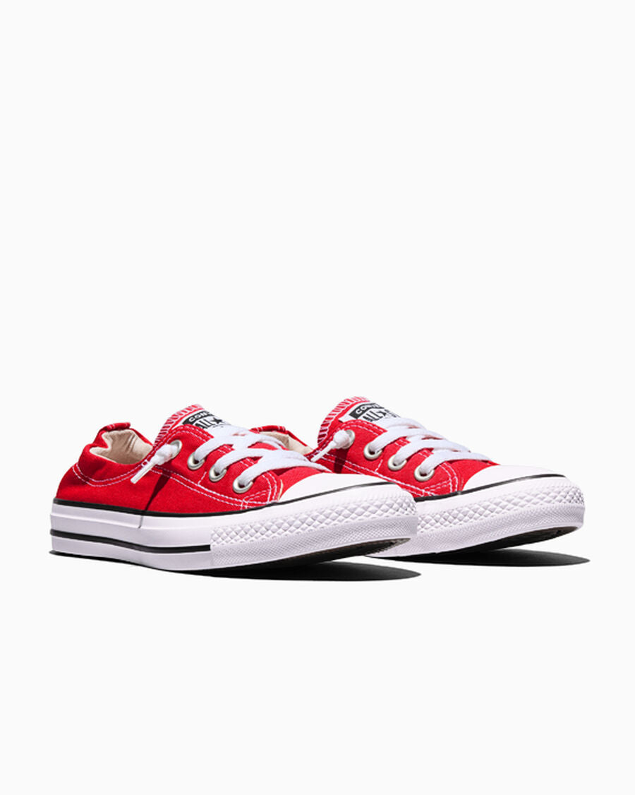 Canvas Slip-On Low Top Sneaker - Black - Varsity Red