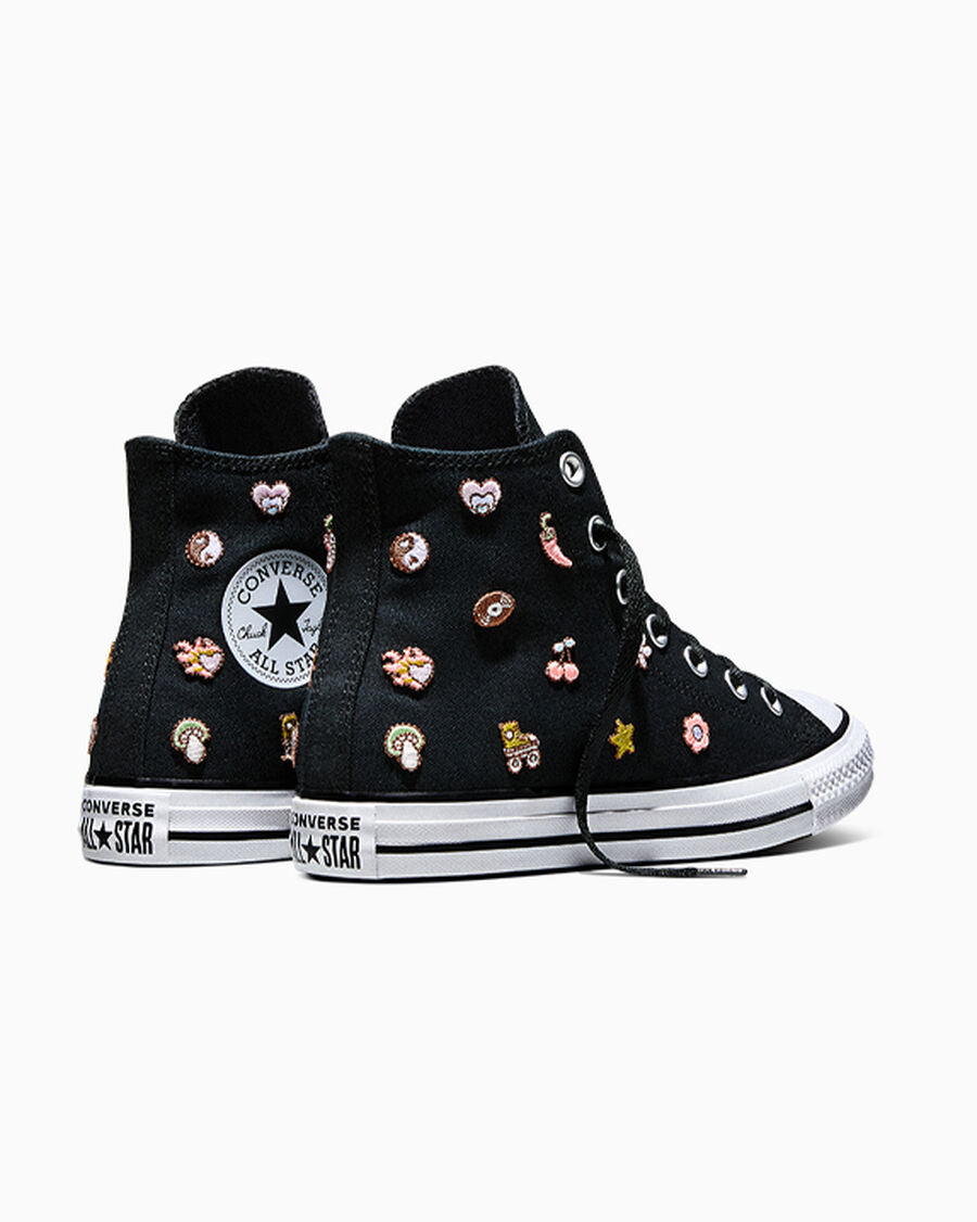 Women's Embroidered Canvas High-Top Sneaker - Black/New Found Bloom