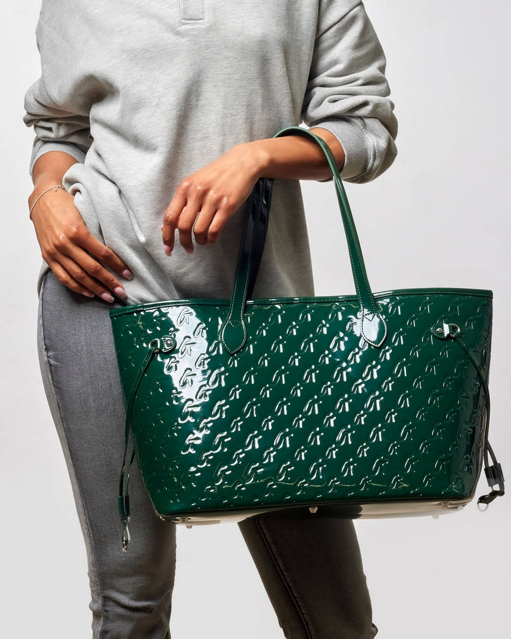 Vegan Leather Laptop Tote With Wristlet - Green