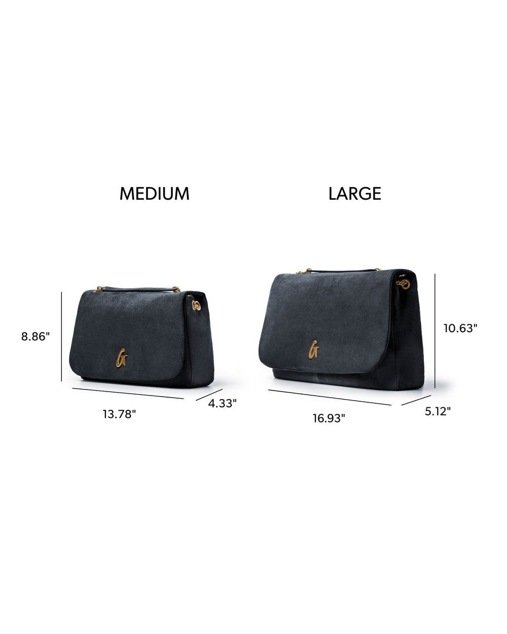 Large Vegan Suede Flap Laptop Bag - Black