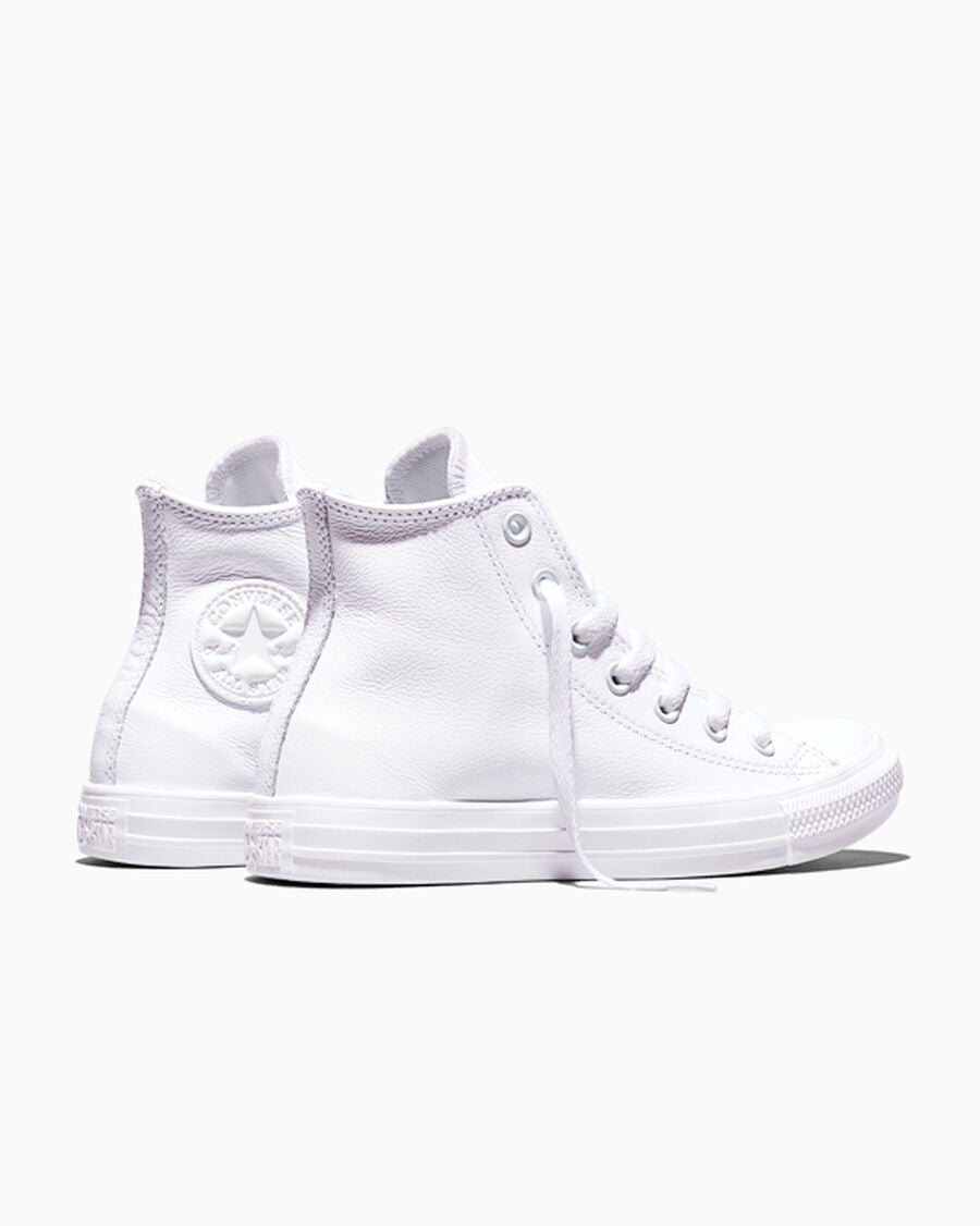 Leather High Top Sneaker - Black - White Monochrome