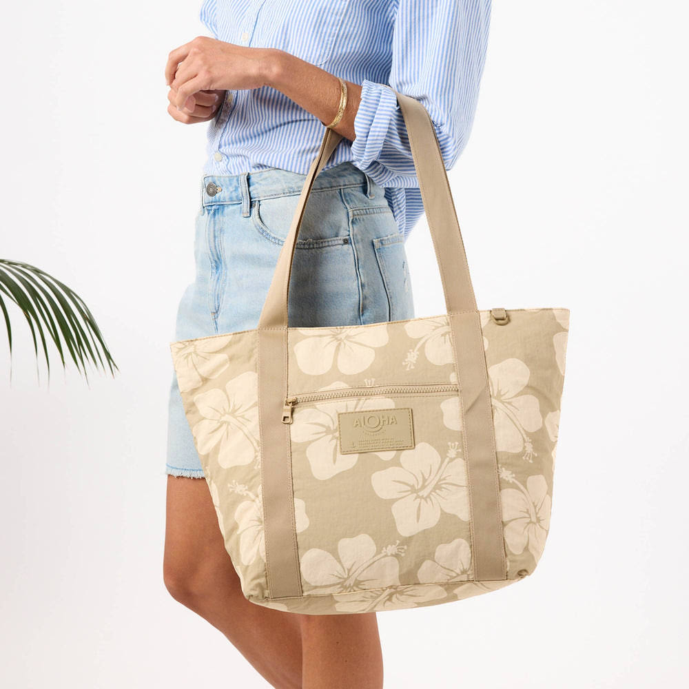 Ripstop Nylon Zipper Tote - Floral