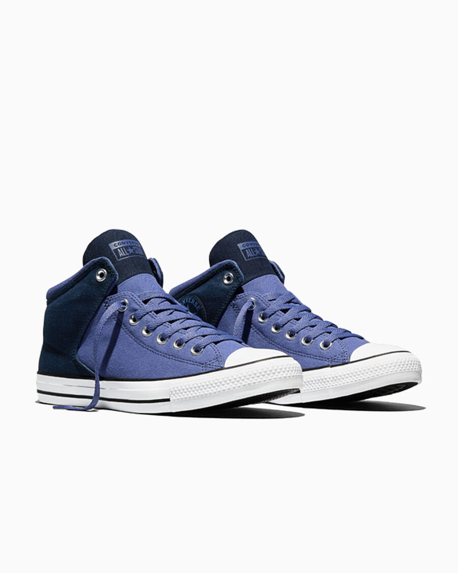 Colorblock Canvas Mid-Top Sneaker - Indigo Storm/Obsidian/White