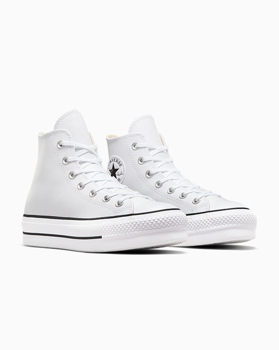 Leather Platform High Top Sneaker - Black - White/Black/White