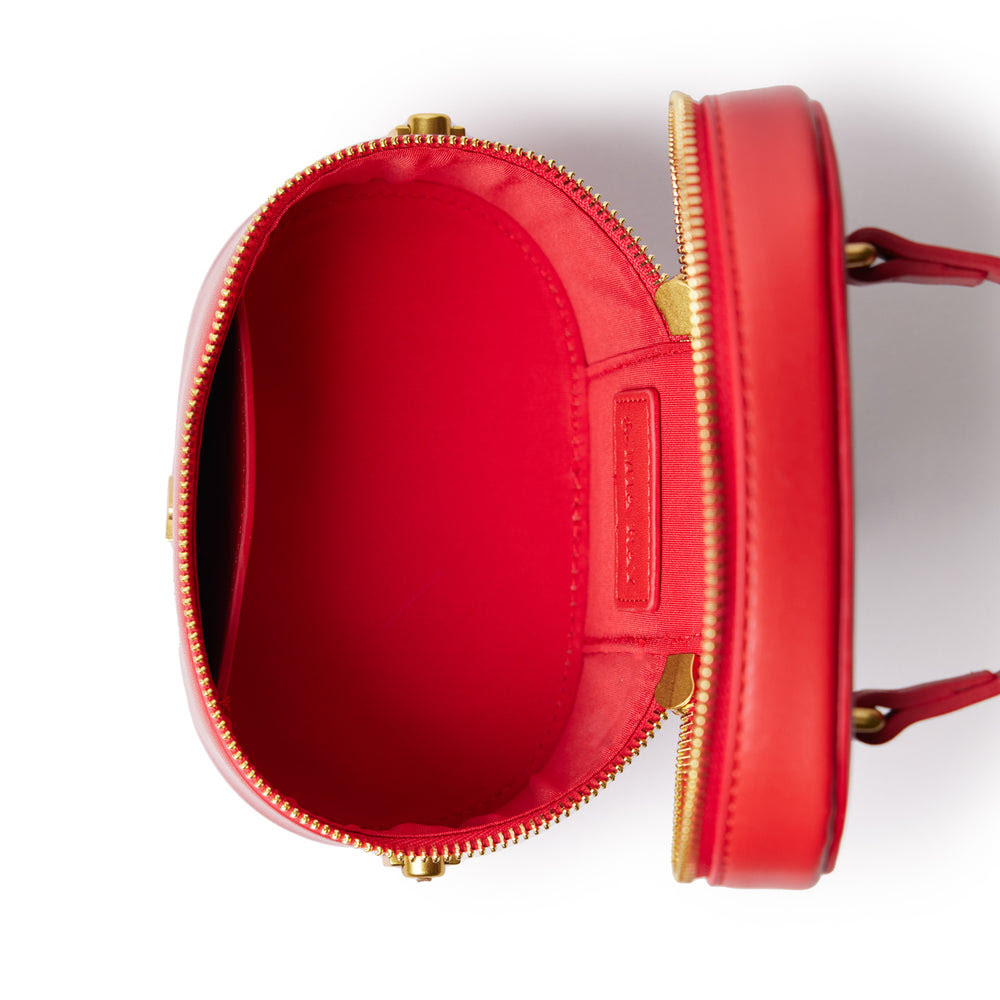 Mini Smooth Vegan Leather Vanity Bag - Red