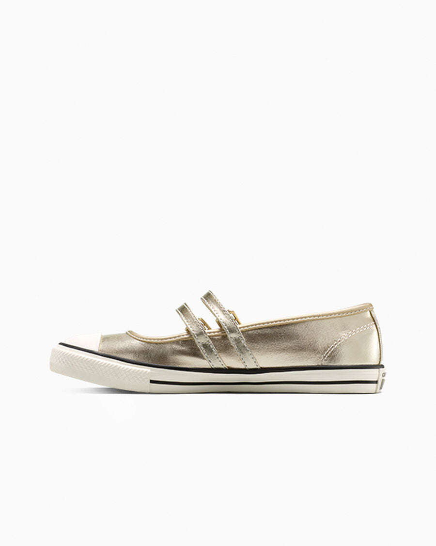 Metallic Canvas Mary Jane Low Top Shoe - Lt Gold/Egret/Black