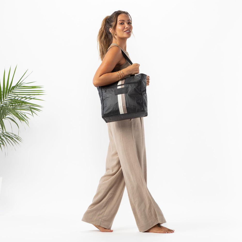 Structured Nylon Tote - Striped