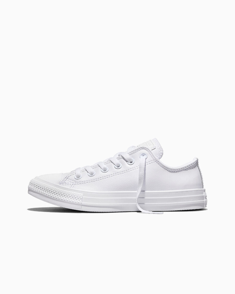Leather Low Top Sneaker - Black - Mono White