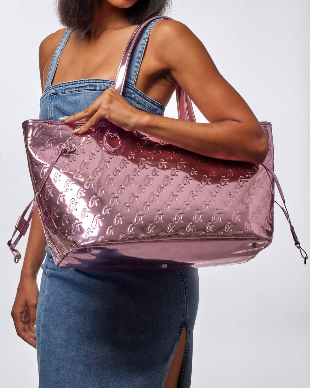 Vegan Leather Laptop Tote With Wristlet - Pink