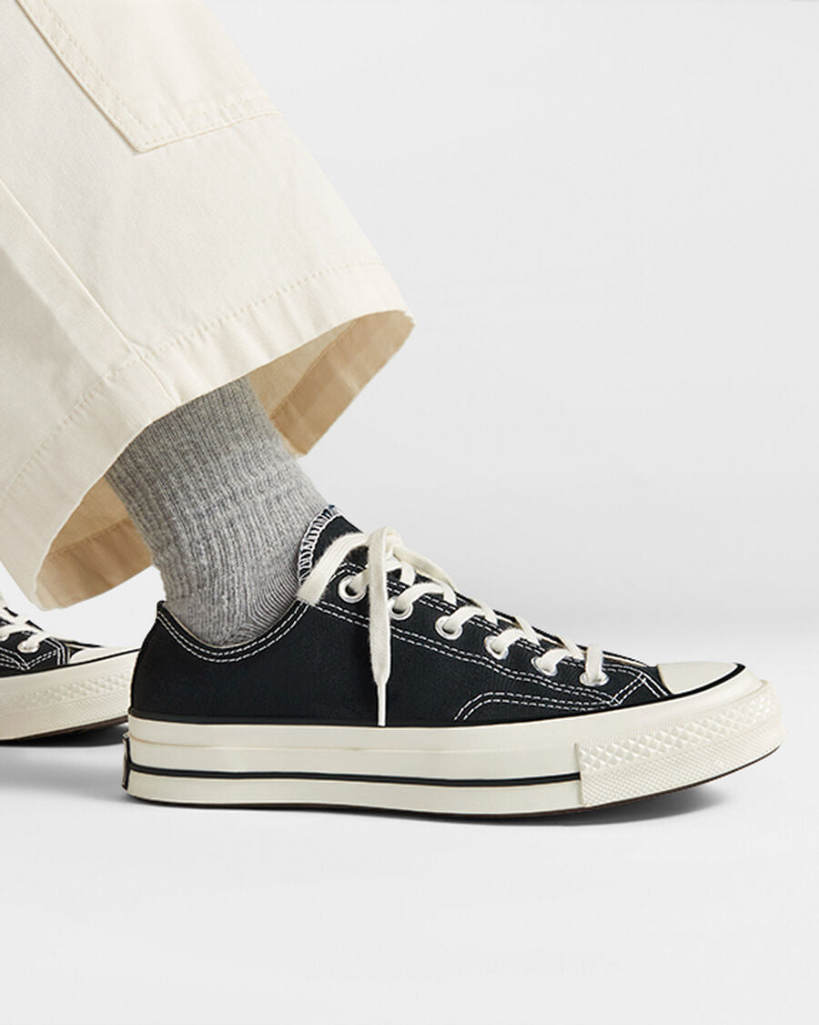 Heavyweight Canvas Low Top Sneaker - Black - Black/Black/Egret