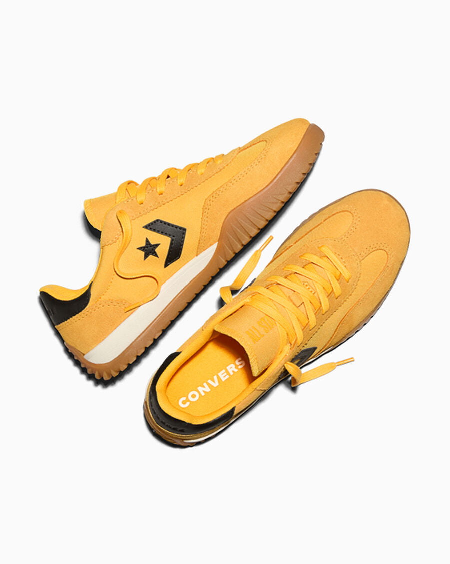 Unisex Nylon And Suede Low-Top Trainer - Gold Palm/Black/Gum