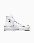Canvas Platform High-Top Sneaker - White/Black/White