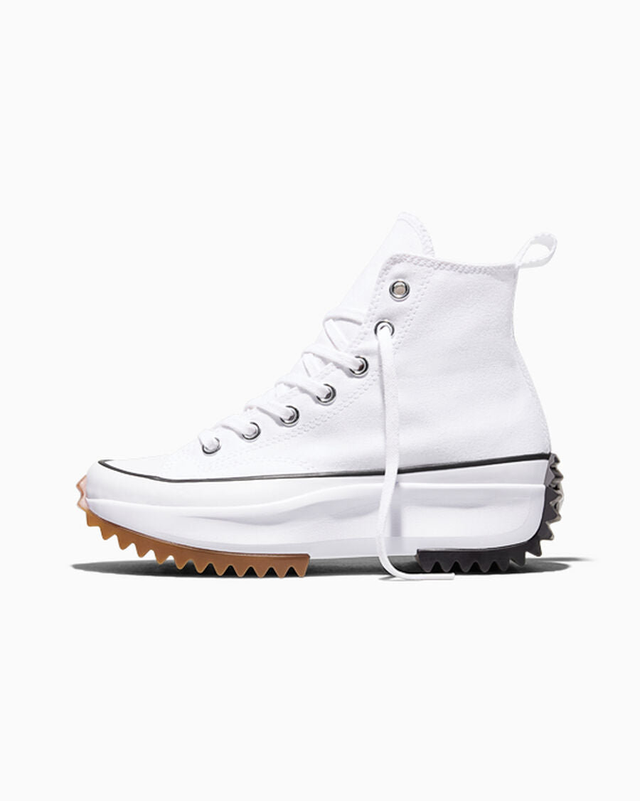 Canvas Platform High-Top Sneaker - White/Black/Gum