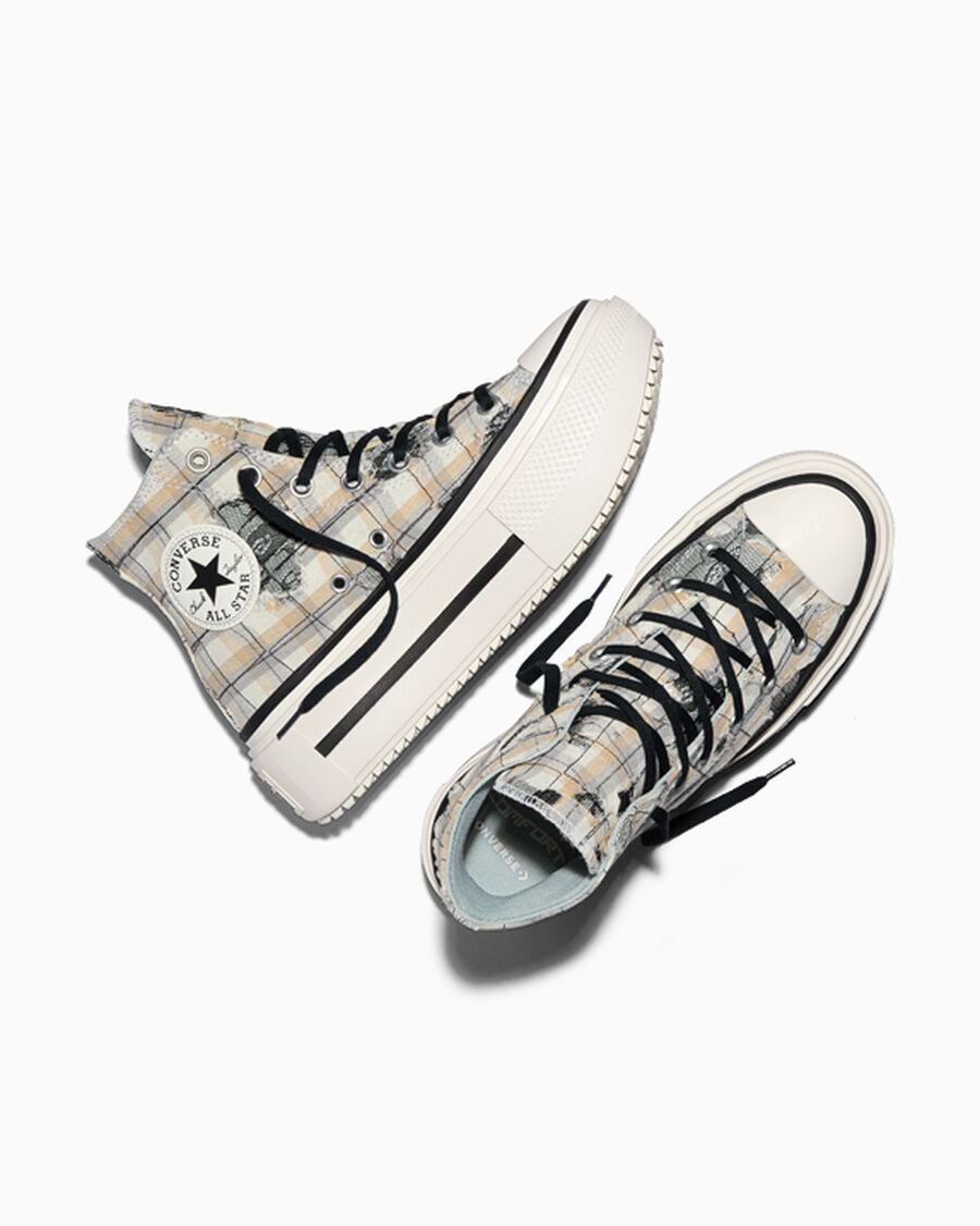 Plaid Lace Platform High Top Sneaker