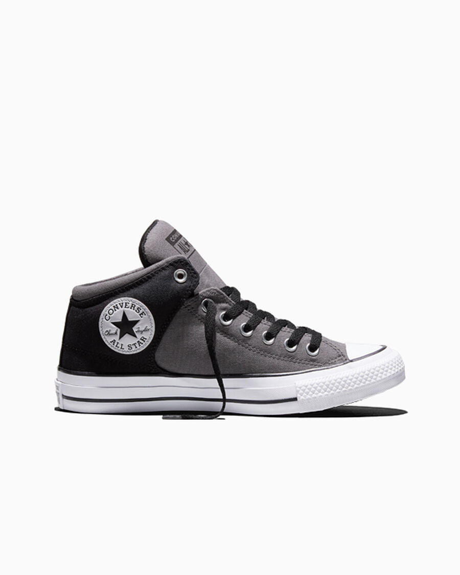 Colorblock Canvas Mid-Top Sneaker - Darker Grey/Black/White