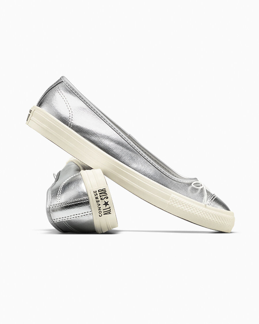 Metallic Canvas Ballet Flat - Women's - Silver/Egret/Silver