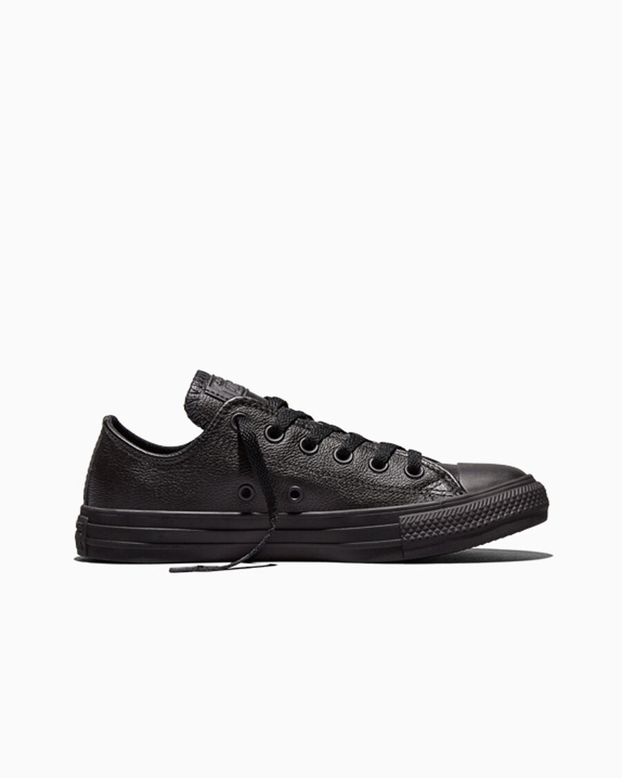 Leather Low Top Sneaker - Black - Black Mono
