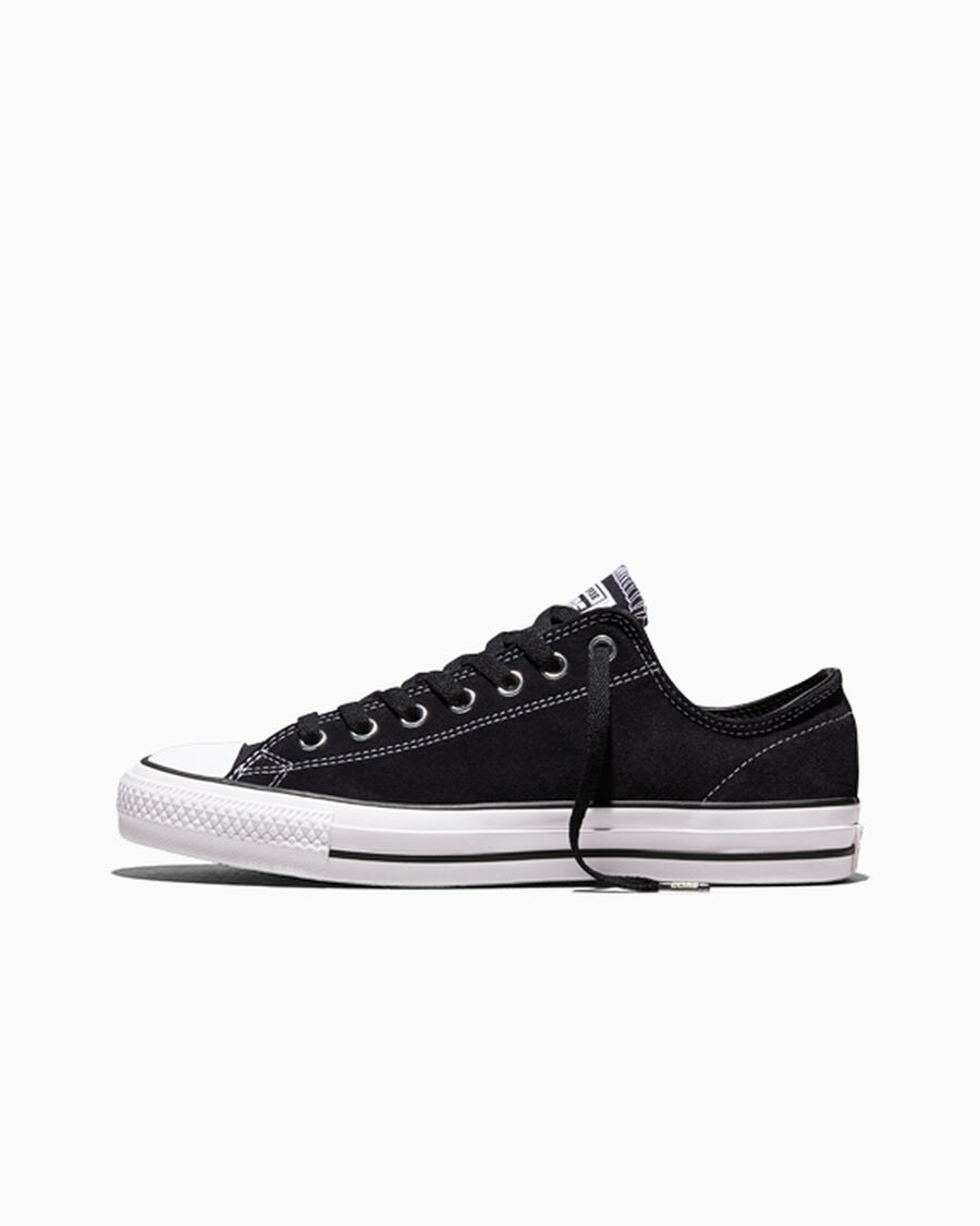 Suede Skate Low Top Sneaker - Black - Black/Black/White