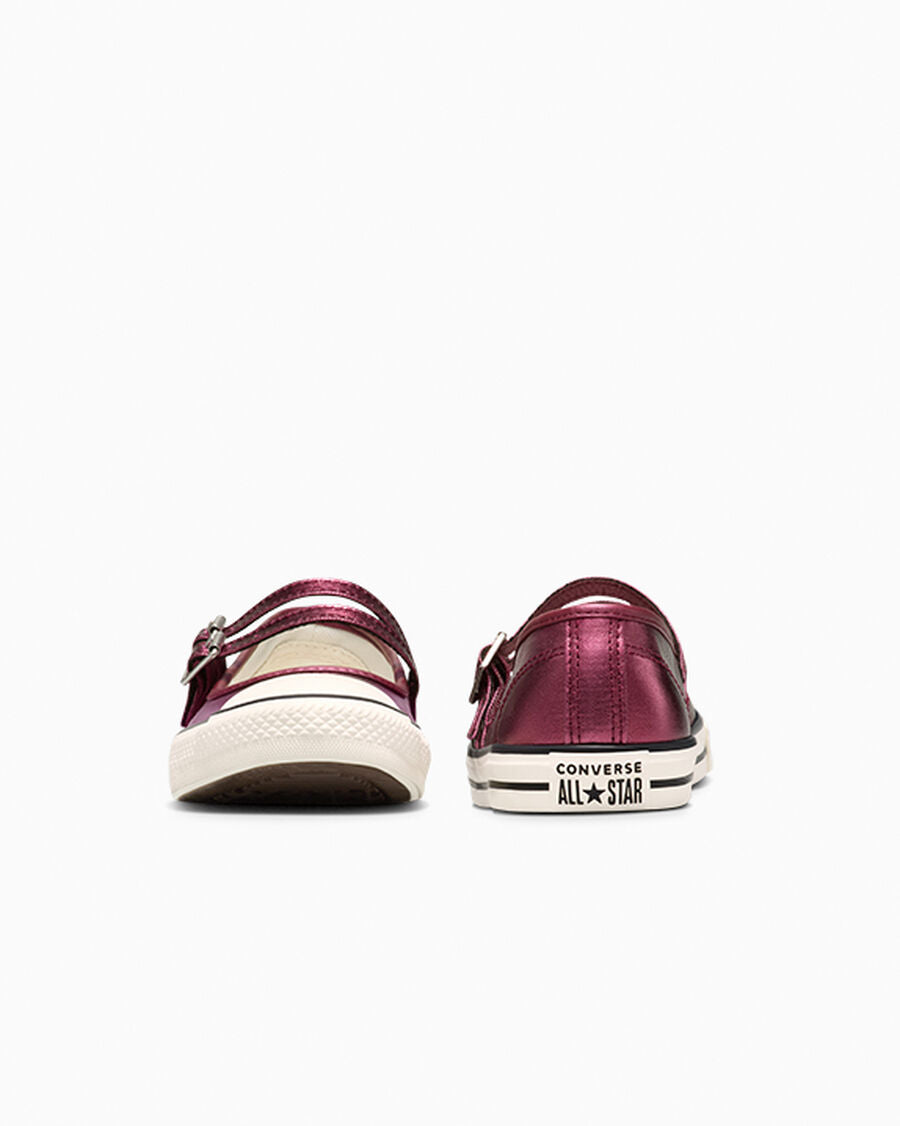 Metallic Canvas Mary Jane Low Top Shoe - Burgundy Metallic/Egret/Black