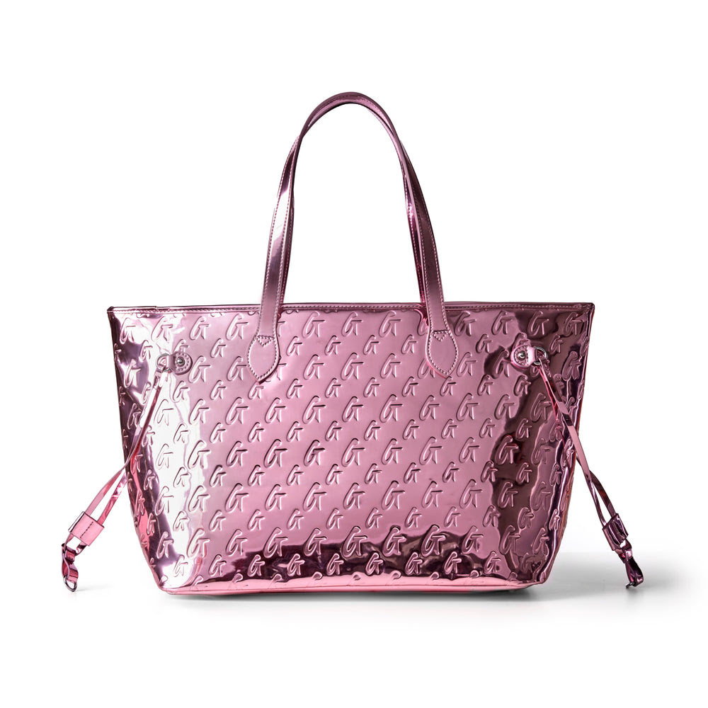 Vegan Leather Laptop Tote With Wristlet - Pink