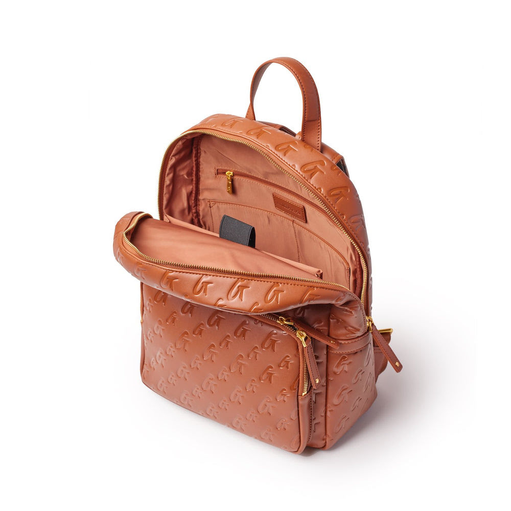 Vegan Leather Laptop Backpack - Brown