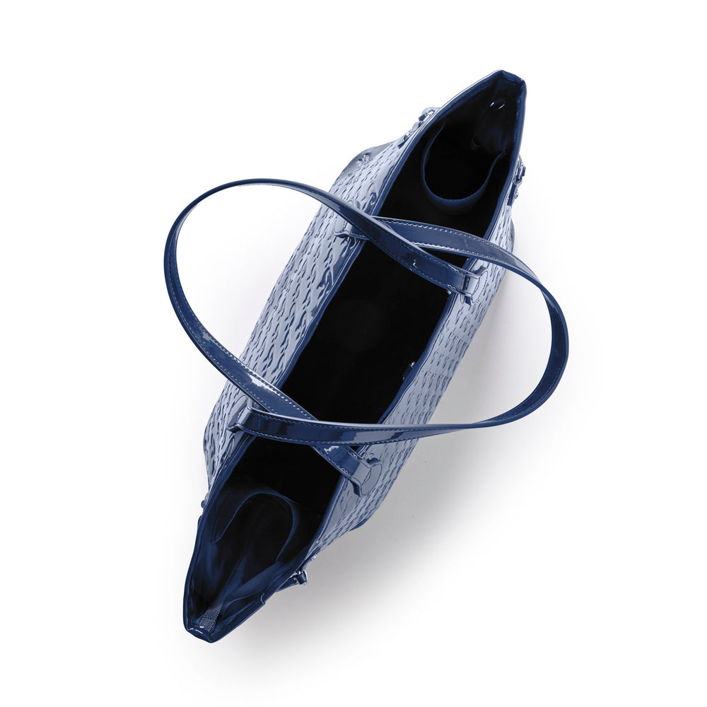Vegan Leather Laptop Tote With Wristlet - Navy