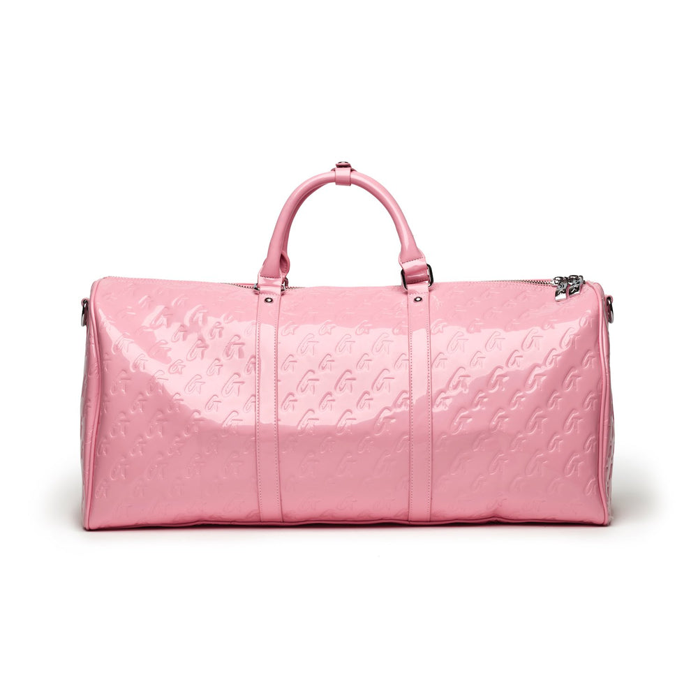 Mirrored Vegan Leather Travel Bag Set - Light Pink