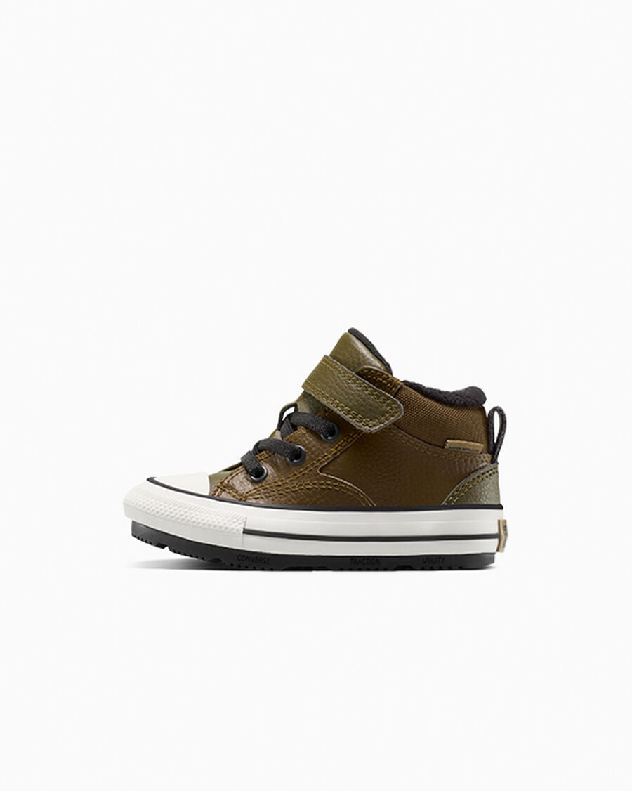 Toddler Leather Easy-On Mid Boot - Olive - Surplus Olive/Vintage White