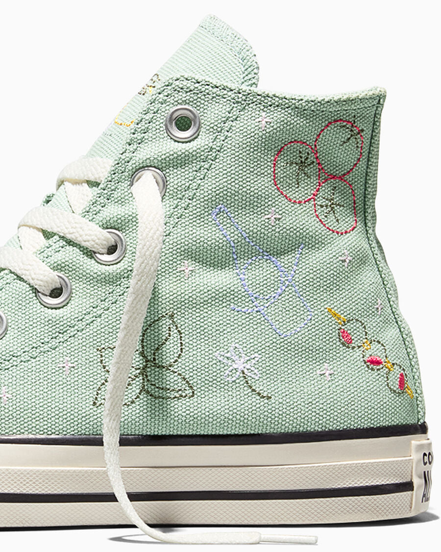 Canvas High Top Sneaker With Embroidery