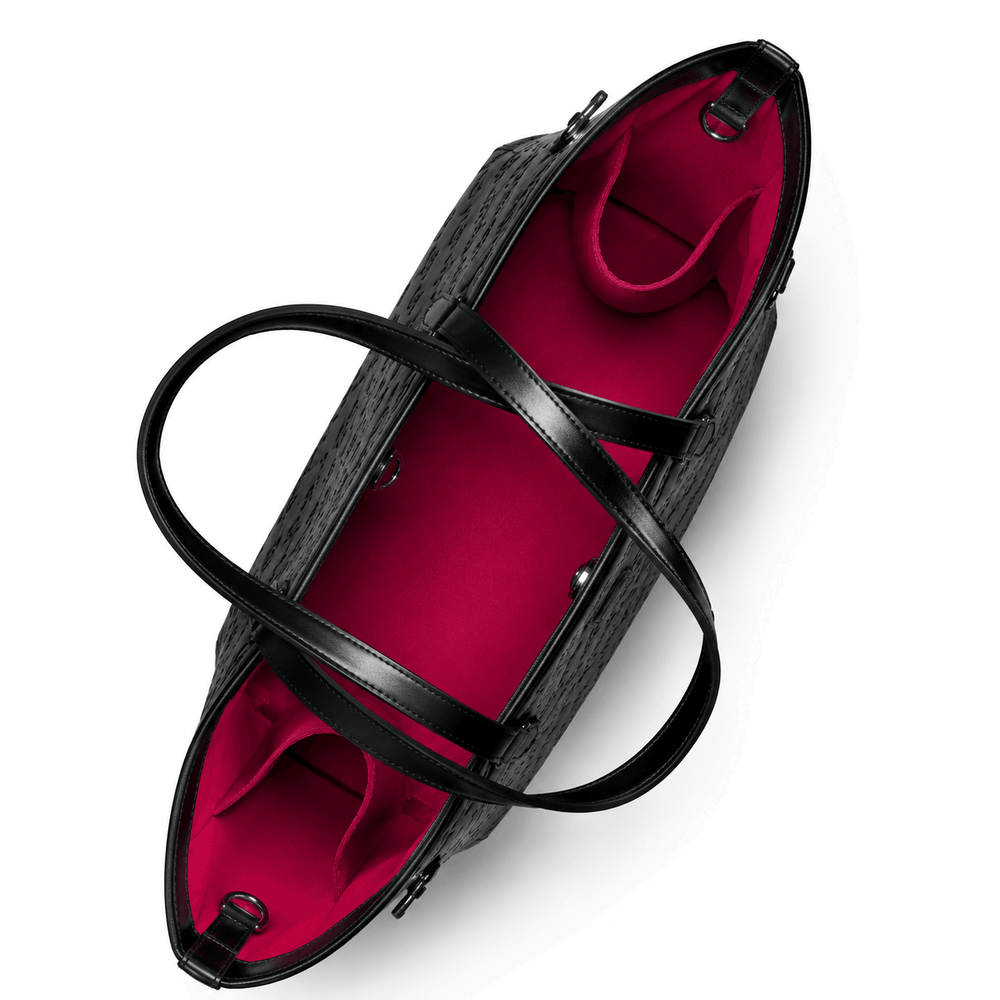 Vegan Leather Laptop Tote With Wristlet - Black Pink