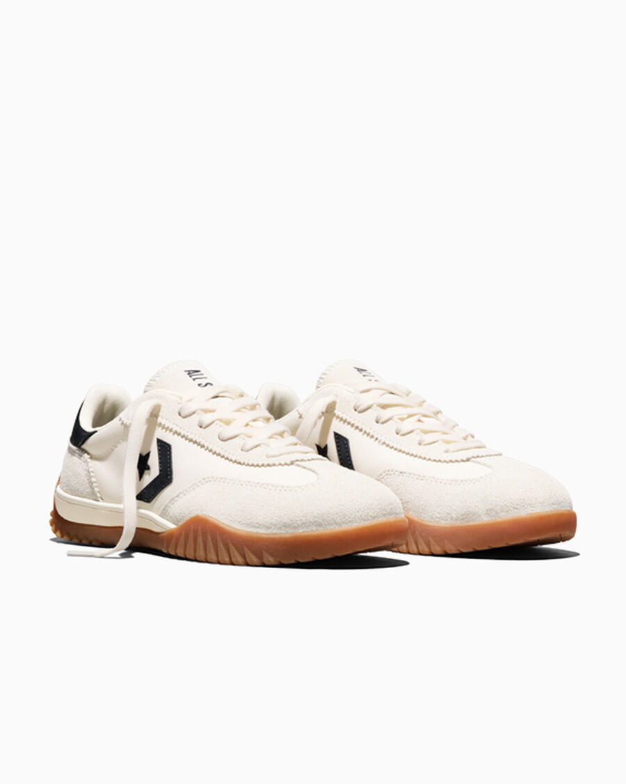Unisex Nylon And Suede Low-Top Trainer - Egret/Black/Honey