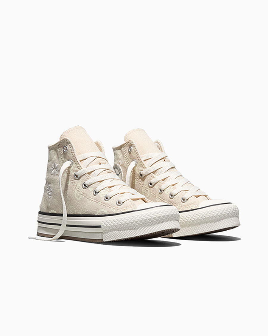 Kids Paisley Canvas Platform High Top Sneaker