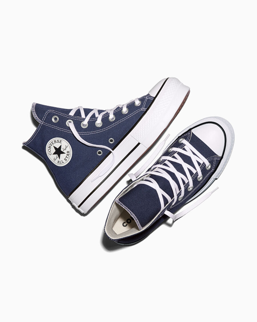 Canvas Platform High-Top Sneaker - Navy/White/Black