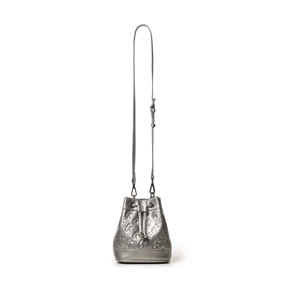 Mini Vegan Leather Bucket Bag - Platinum