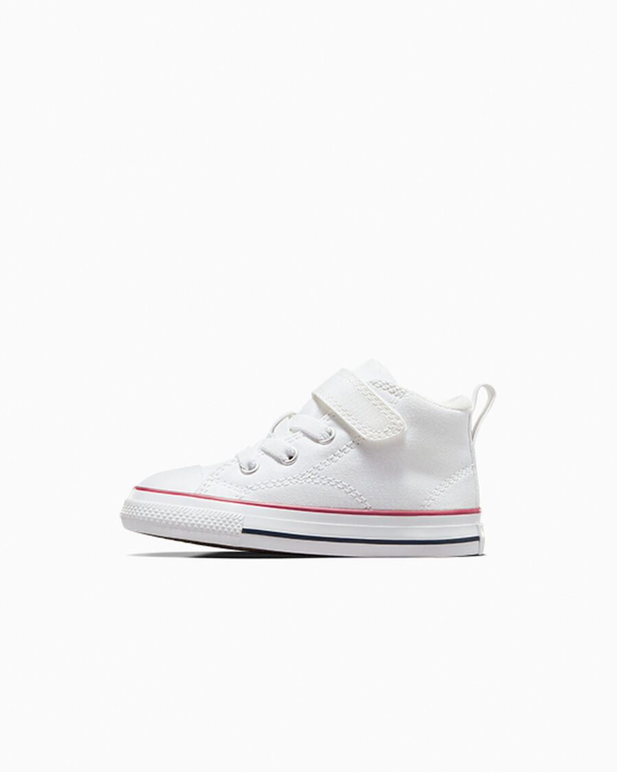 Canvas Easy-On Mid-Top Sneaker - White/Red/Blue