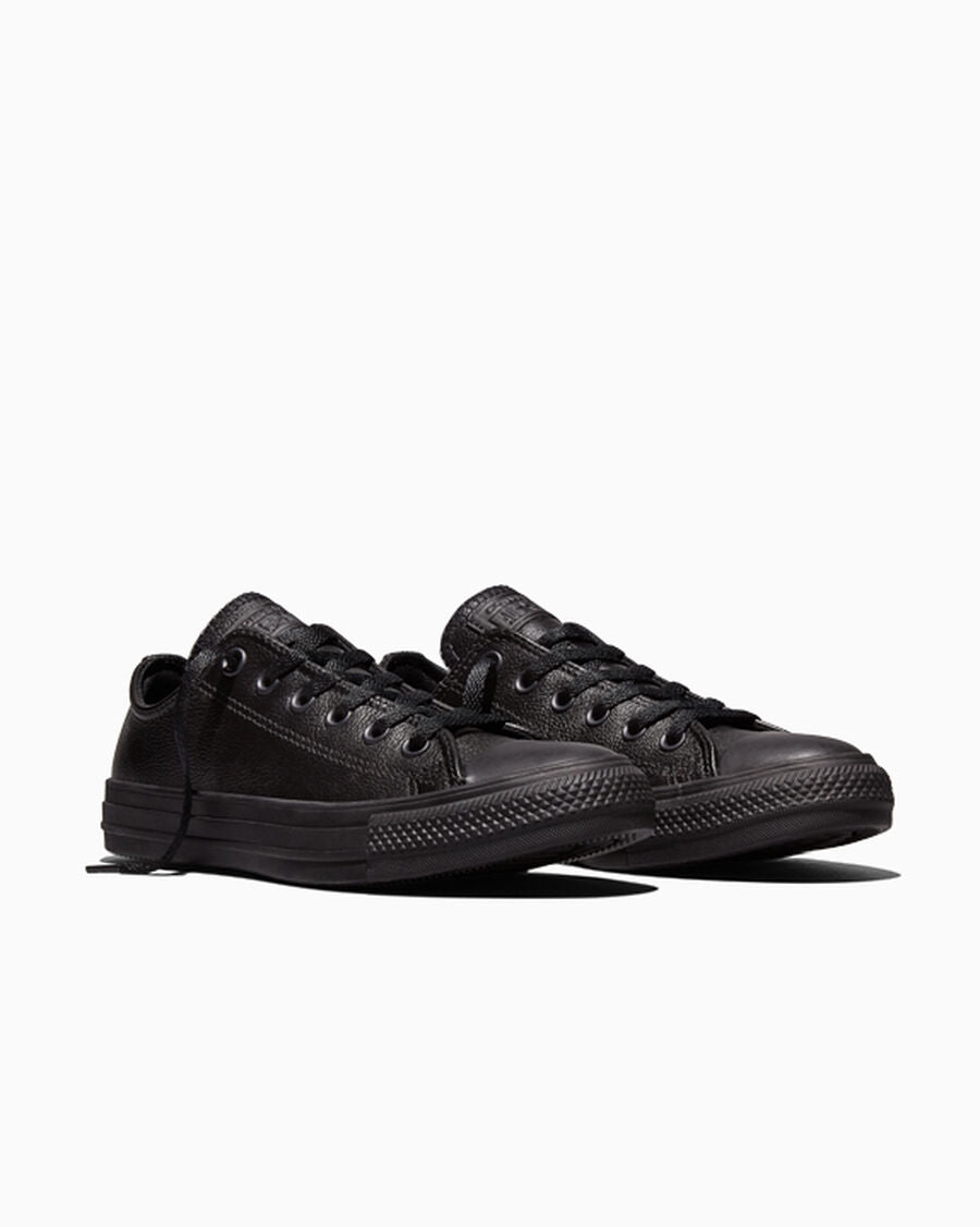 Leather Low Top Sneaker - Black - Black Mono