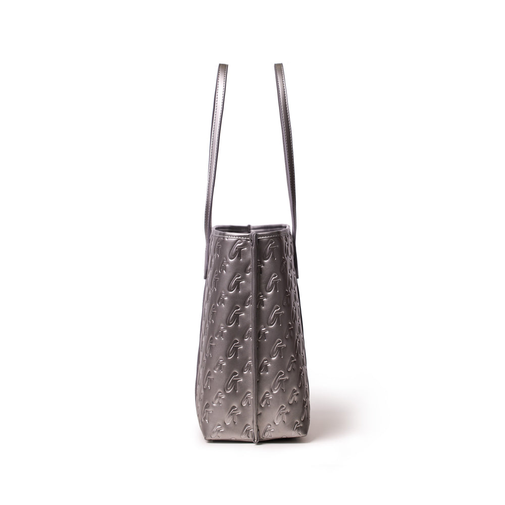 Vegan Leather Laptop Tote - Platinum