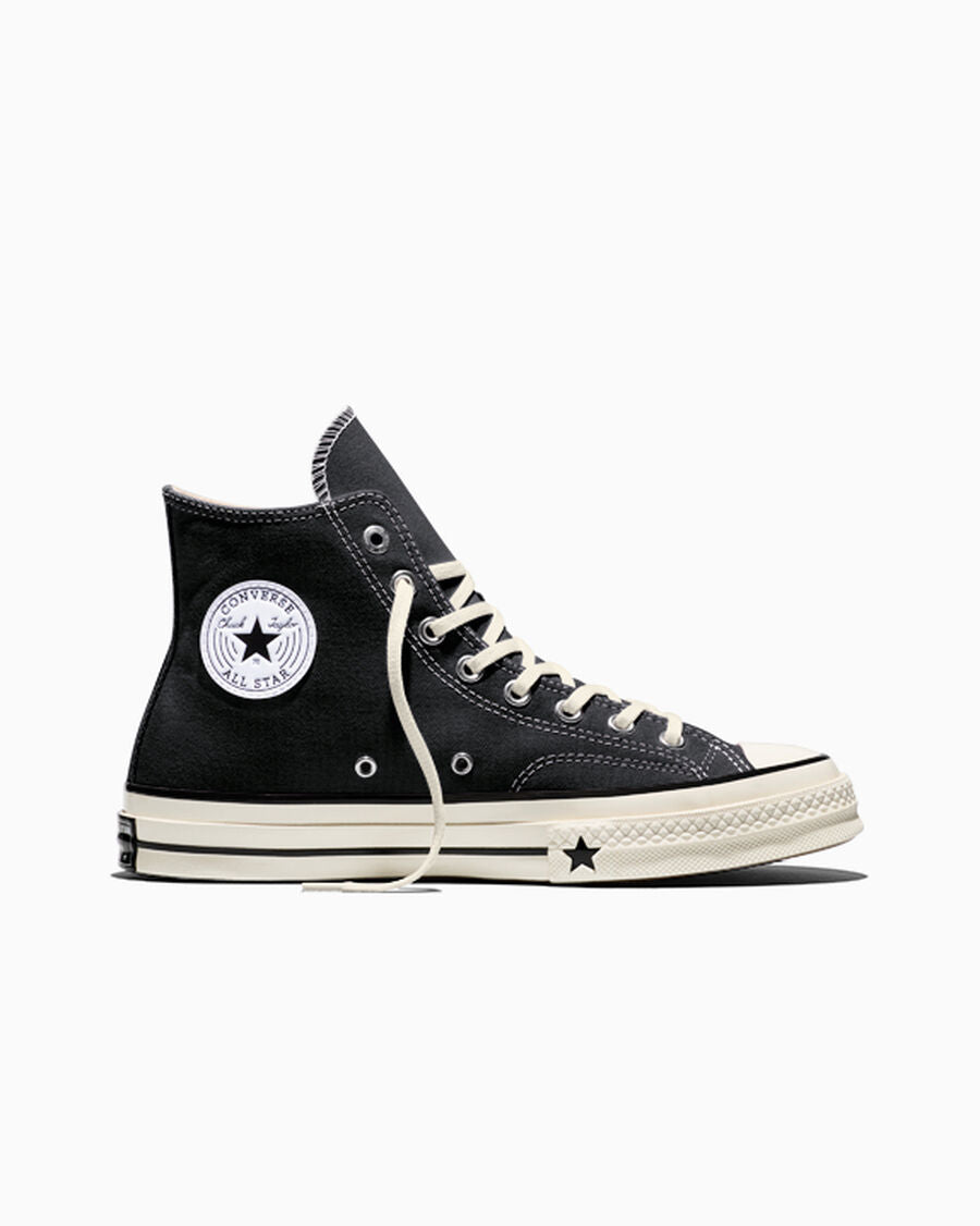 Unisex Heavyweight Canvas High-Top Sneaker - Black/Black/Egret