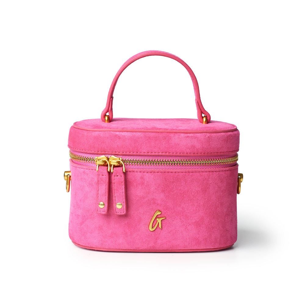 Mini Vegan Suede Top Handle Bag - Hot Pink