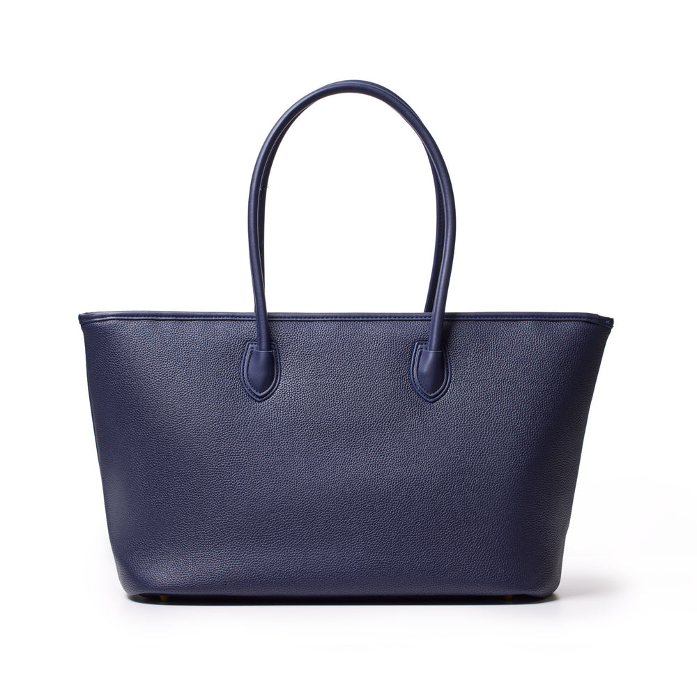 Vegan Pebble Leather Tote Bag - Navy