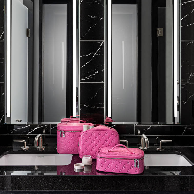 Large Vegan Leather Toiletry Bag - Hot Pink