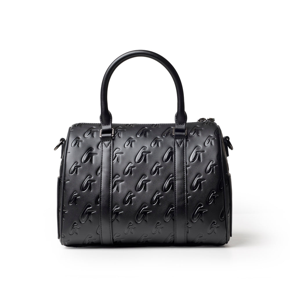 Medium Vegan Leather Boston Bag - Black