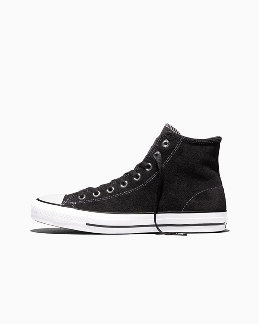 Suede Skate High Top Sneaker - Black - Black/Black/White