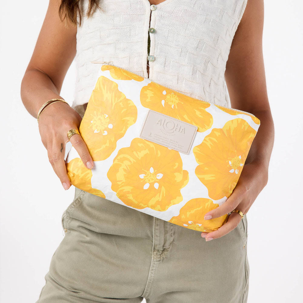 Medium Zip Organizer Pouch - Yellow Floral