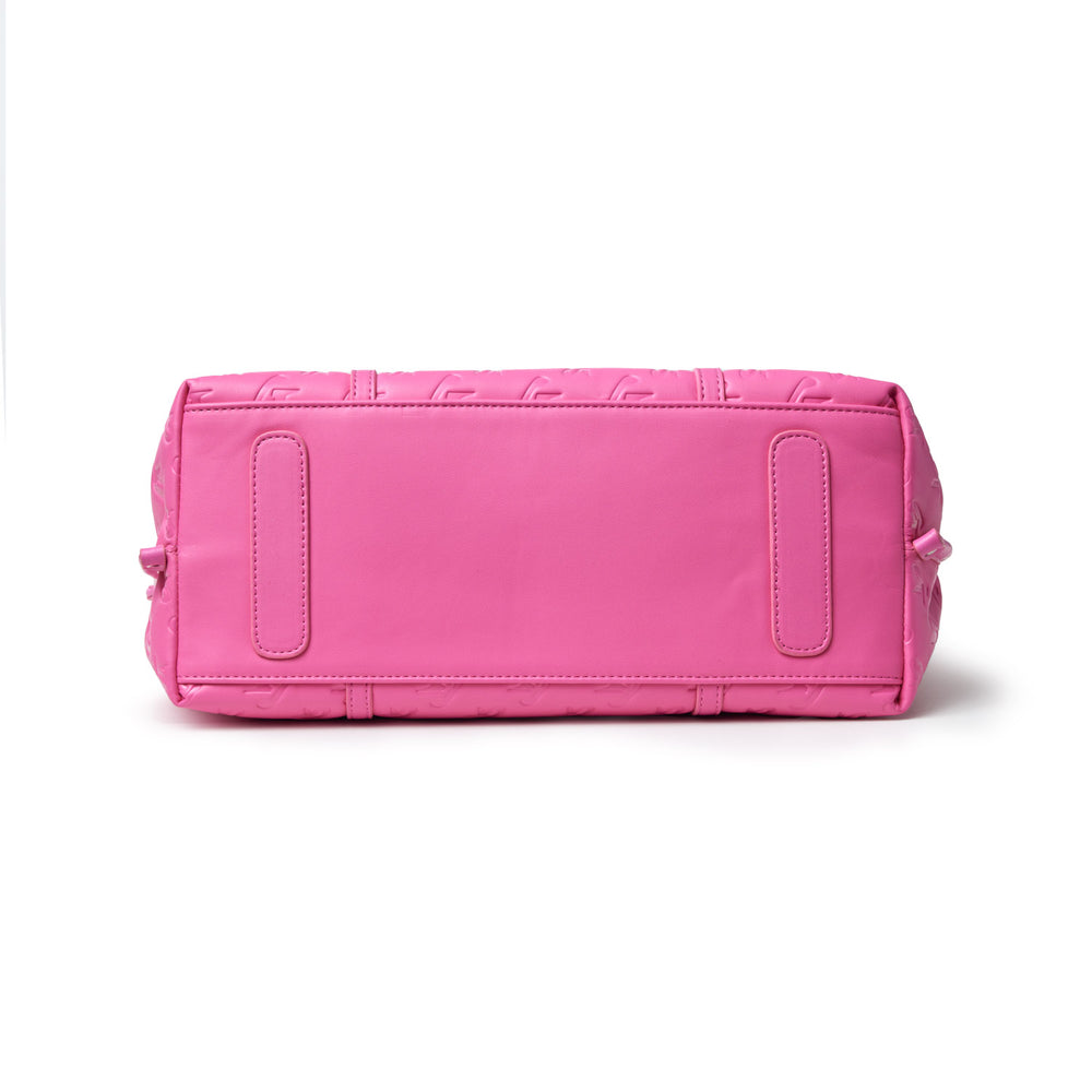 Extra Large Vegan Leather Tote - Hot Pink