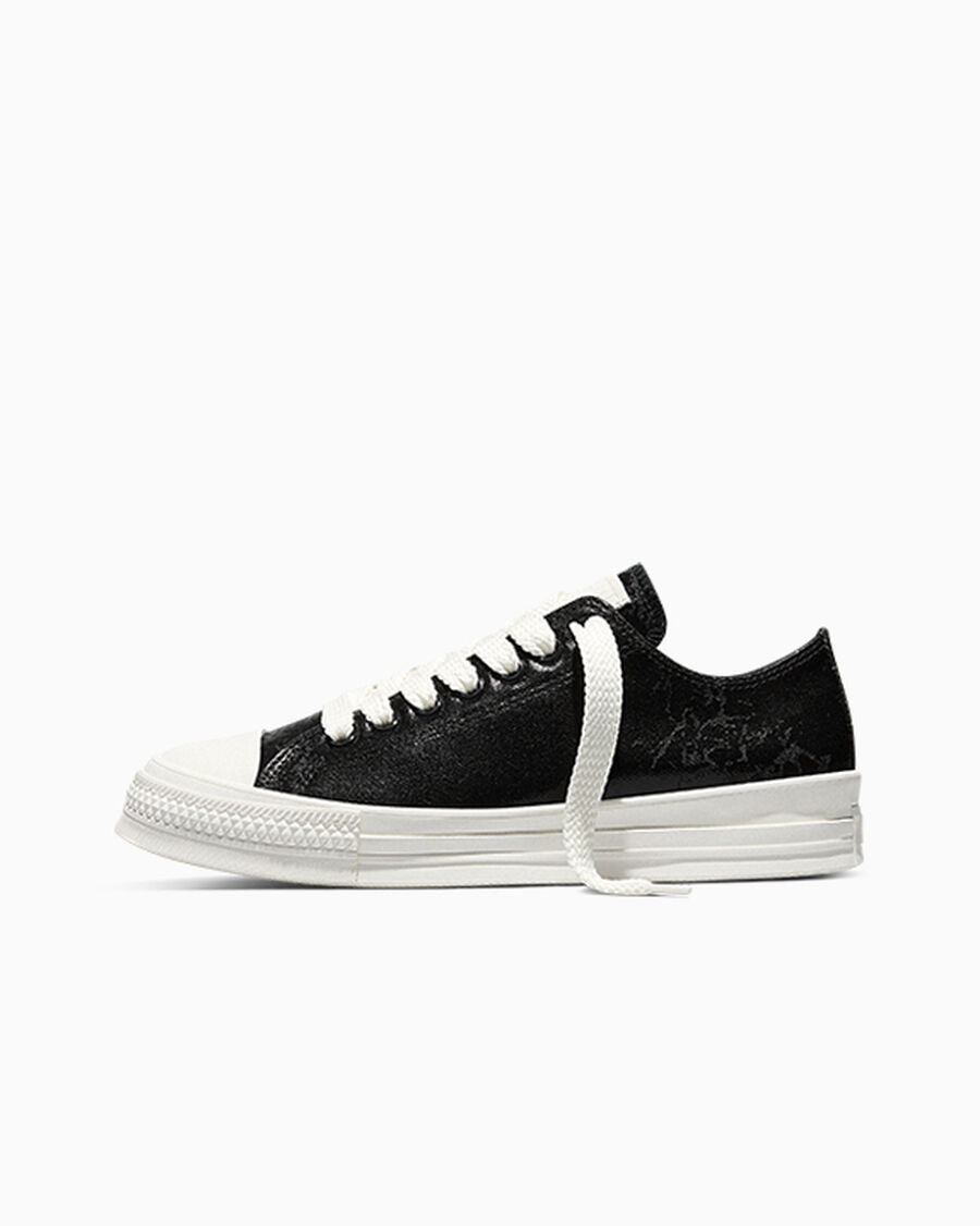 Waxed Denim Low-Top Sneaker - Black