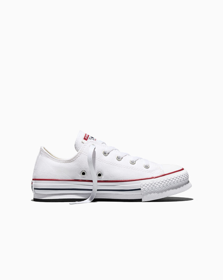 Kids Canvas Platform Low Top Sneaker - Black - White/Garnet/Navy