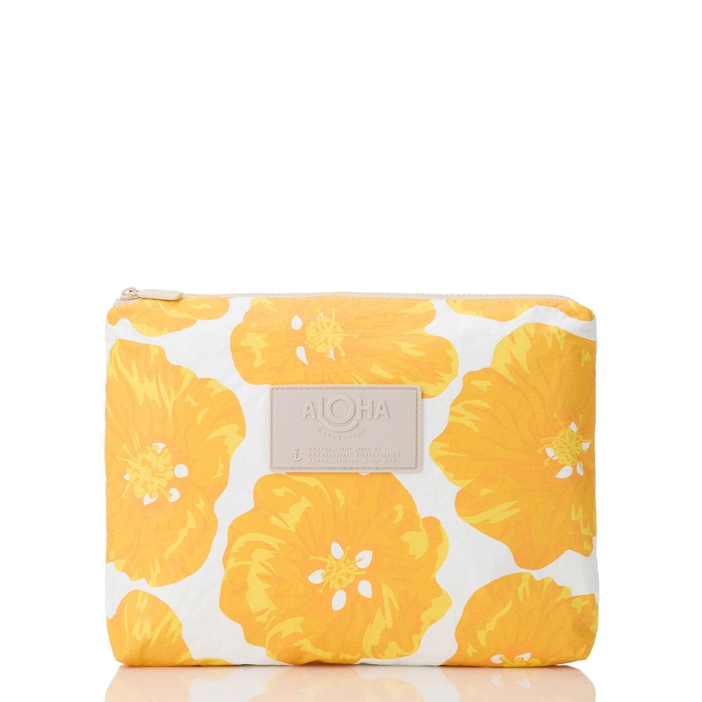 Medium Zip Organizer Pouch - Yellow Floral